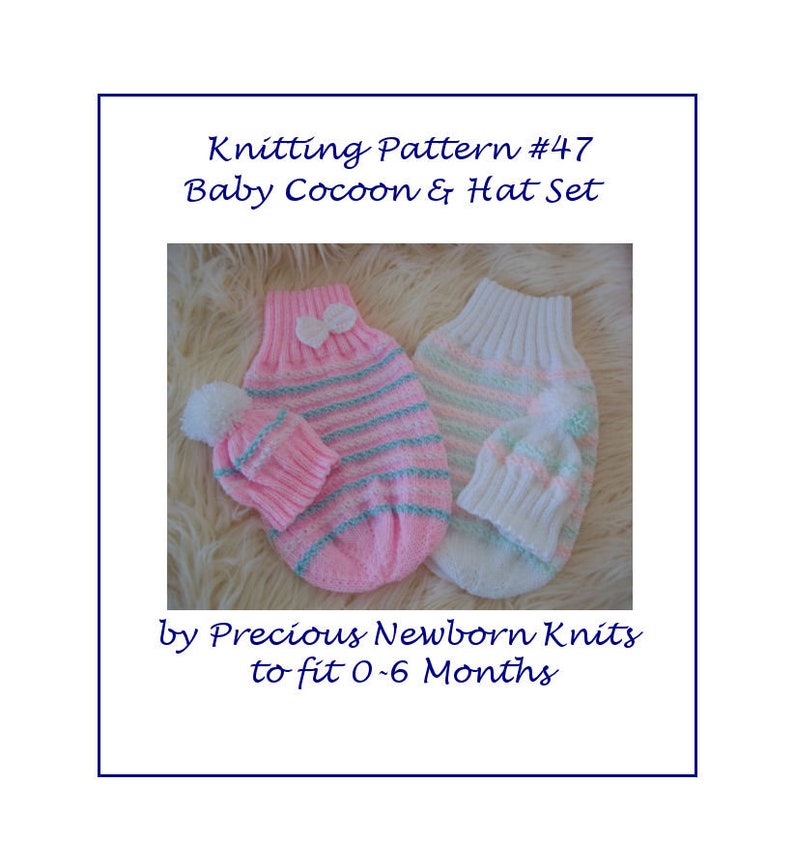 Knitting Pattern for a Baby Cocoon, Sleep Sack, Blanket with Hat. Digital Download PDF Knitting Pattern. Ideal for Reborn Baby Dolls too image 6