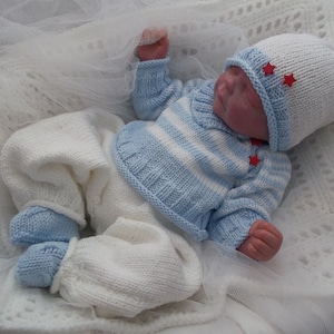 Knitting Pattern for a Baby Boys Homecoming Outfit. Download PDF Knitting Pattern. Ideal 4 Reborn Baby Dolls too. Baby Knitwear. Sweater Set