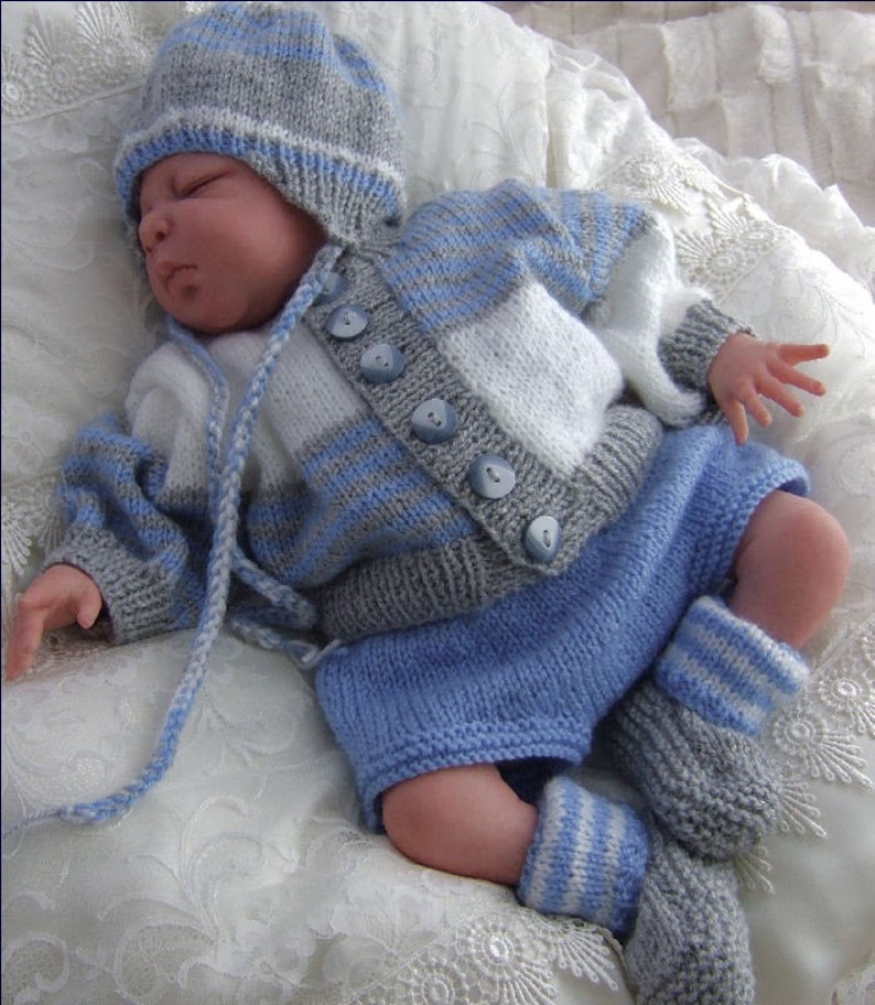 Baby Knitting Pattern Download Knitting Pattern Baby Boys Or Reborn Dolls Knitting Pattern Sweater Set Hat Booties Trousers