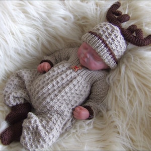 Christmas Knitting Patterns. Download PDF Pattern for newborn baby. Roo-Dolf Baby or Reborn Dolls Knitting Pattern by Precious Newborn Knits