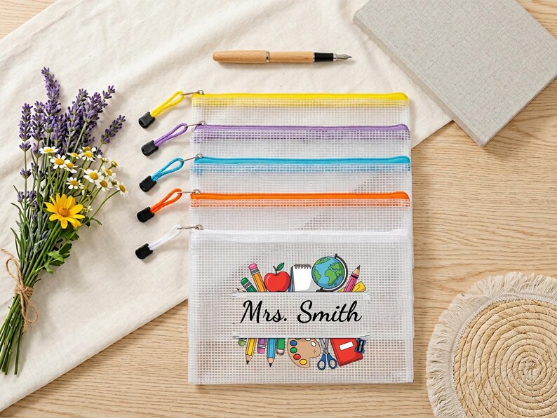 Personalized Teacher Zipper Pouch, Custom Name Pencil Case, Teacher ...