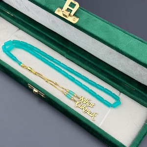 Personalized German Bakelite Prayer Beads – Custom Name Engraved, Gift Box Included | Tesbih