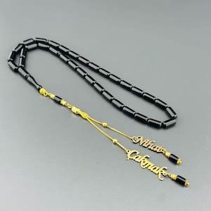 Personalized German Bakelite Prayer Beads – Custom Name Tassel, Fire-Tested Antique Misbaha | Tesbih