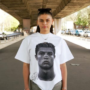 Cristiano Ronaldo CR7 Portrait imprimé t-shirt hommes femmes coton ample décontracté à manches courtes t-shirt