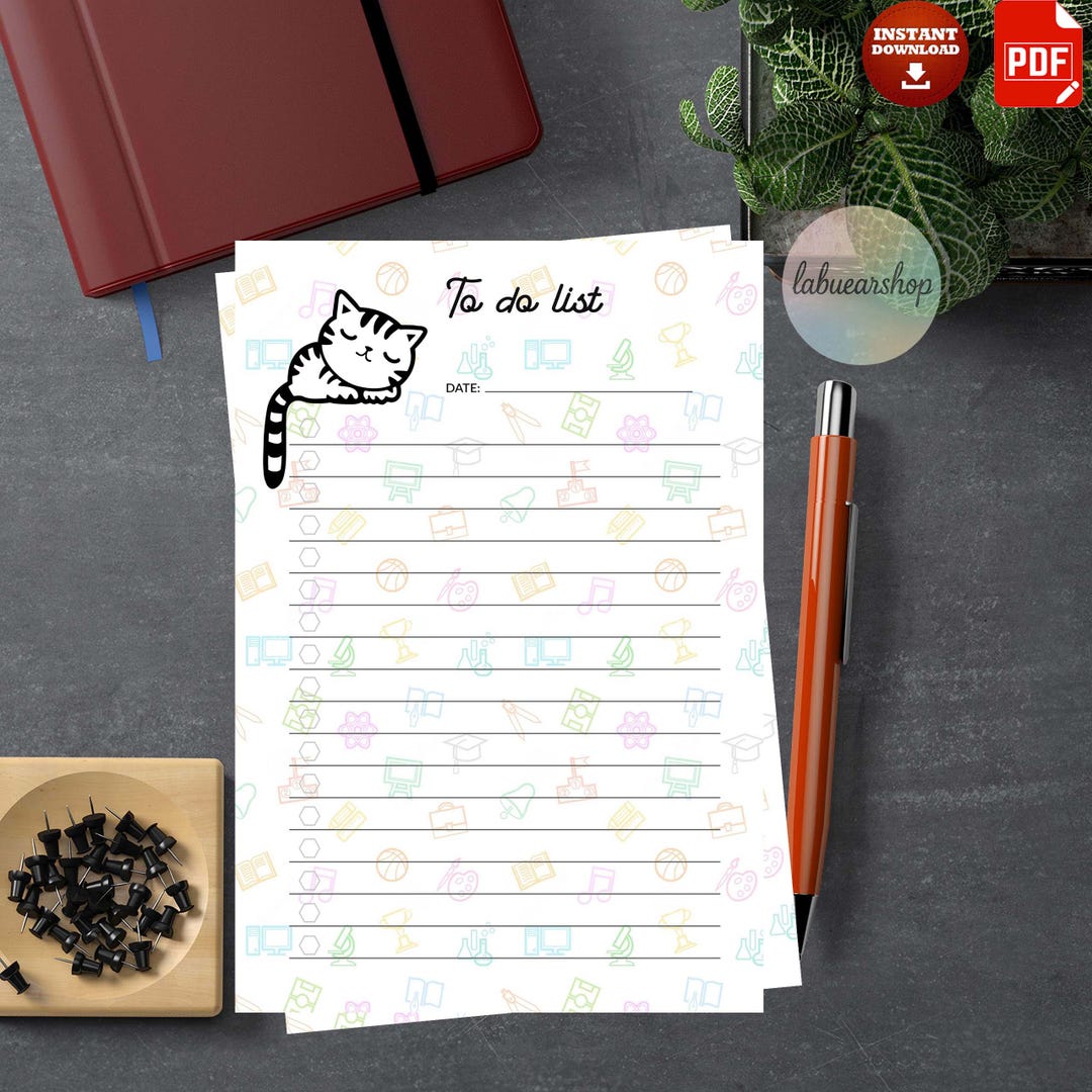 Baby Cat to Do List Template Printable | Cute Kitty Planner | Daily ...