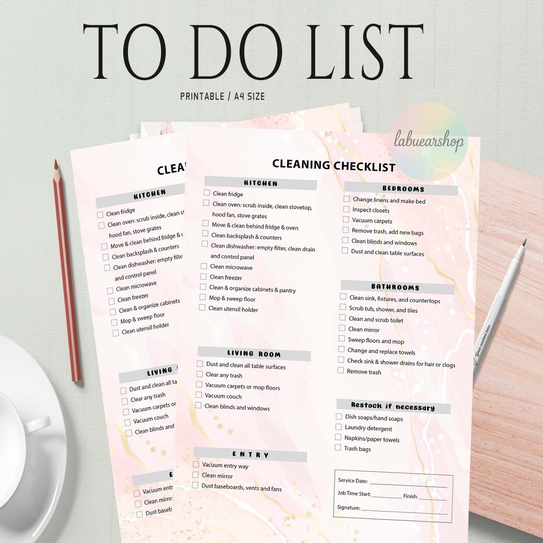 Checklist Clean Modern Minimalist Cleaning Checklist Printable | Chore Tracker (digital ...