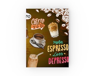 Kaffee Liebhaber Illustration Notizbuch | Gebundenes Notizbuch, Retro Coffee Vibes