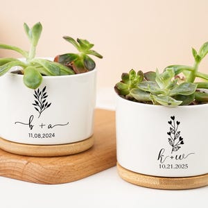 Cadeaux de mariage, jardinière personnalisée, cadeau de fiançailles, cache-pot personnalisé, cadeaux de fiançailles, pot de plantes succulentes pour couple, pot de plantes succulentes personnalisé