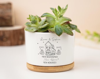 Regalo de inauguración de casa, regalo para casa nueva, regalo de cierre de agente inmobiliario, maceta personalizada, regalo de planta viva, regalo para compañeros de piso, suculenta personalizada, casa nueva