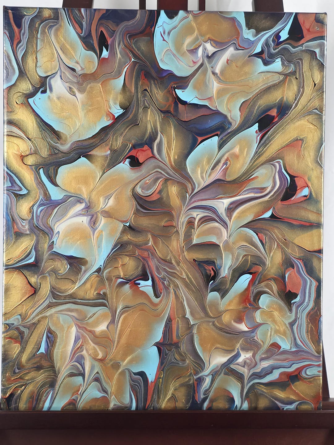 Gold Rush Fluid Art Painting: Abstract Puddle Pour and Spin - Etsy