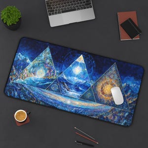 Psychedelic Desk Mat, Mind Prism Mouse Pad, Sacred Geometry Altar Decor for Gamers & Mystics image 10