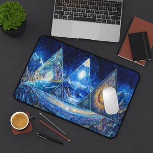 Psychedelic Desk Mat, Mind Prism Mouse Pad, Sacred Geometry Altar Decor for Gamers & Mystics image 8