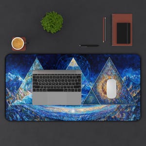 Psychedelic Desk Mat, Mind Prism Mouse Pad, Sacred Geometry Altar Decor for Gamers & Mystics image 4