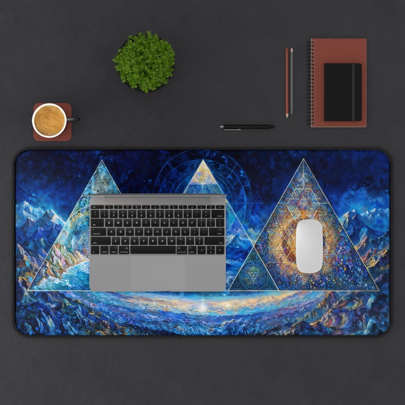 Psychedelic Desk Mat, Mind Prism Mouse Pad, Sacred Geometry Altar Decor for Gamers & Mystics image 4