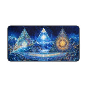 Psychedelic Desk Mat, Mind Prism Mouse Pad, Sacred Geometry Altar Decor for Gamers & Mystics image 5