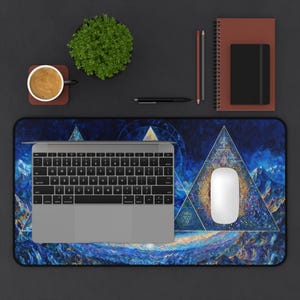 Psychedelic Desk Mat, Mind Prism Mouse Pad, Sacred Geometry Altar Decor for Gamers & Mystics image 6