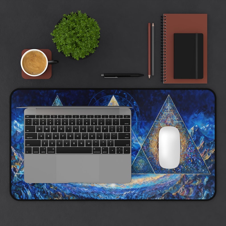 Psychedelic Desk Mat, Mind Prism Mouse Pad, Sacred Geometry Altar Decor for Gamers & Mystics image 6