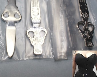 Corset arrow hooks copy from antique swans style in glossy silver color