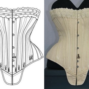 REF S PDF Digital file pattern and pictures for hourglass Antique gusset corset 23.60 inches waist size image 1