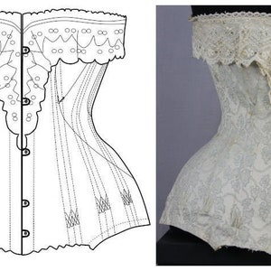 REF BLUIT PDF Digital file antique Edwardian corset pattern 22 inches waist size antique and pictures