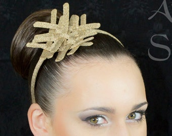 gold lame color criss cross crinoline small headband with pistils style for fantasy party unique woman size