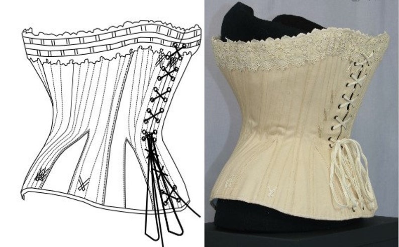 REF S PDF Digital file pattern and pictures for hourglass Antique gusset corset 23.60 inches waist size image 2