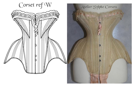 REF W PDF Digital File Antique Edwardian Corset Pattern 19.40 Inches Waist  Size Antique and Pictures 