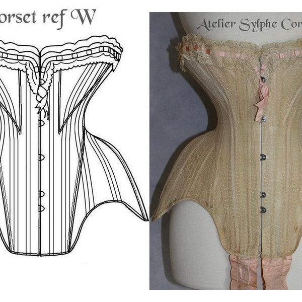 REF W PDF fichier digital à charger en ligne patronage de corset ancien Edwardien début XXem siècle