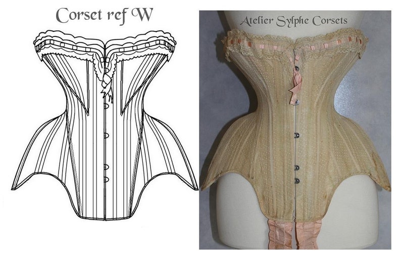REF W PDF Digital file antique Edwardian corset pattern 19.40 inches waist size antique and pictures image 1