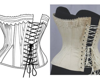 Ref 1 Early 1900 Century PDF Digital File Corset Pattern 22.44 Inches Waist  Size 