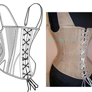 REF D PDF Digital file corset pattern from antique transitional mid XIX century period 26 inches waist size image 2