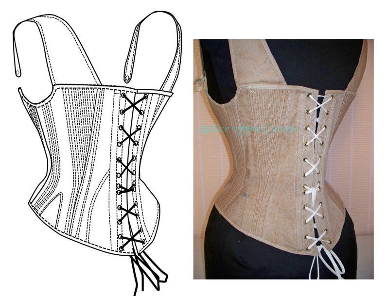 REF D PDF Digital file corset pattern from antique transitional mid XIX century period 26 inches waist size image 2