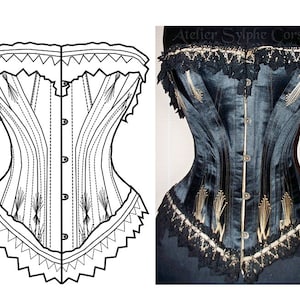 REF G PDF Digital file Black satin 5x2 gussets antique corset pattern style hand drafted from antique 26 inches waist size