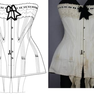 REF DYANI PDF Digital file antique Edwardian corset pattern with gussets, 23.8 inches waist size