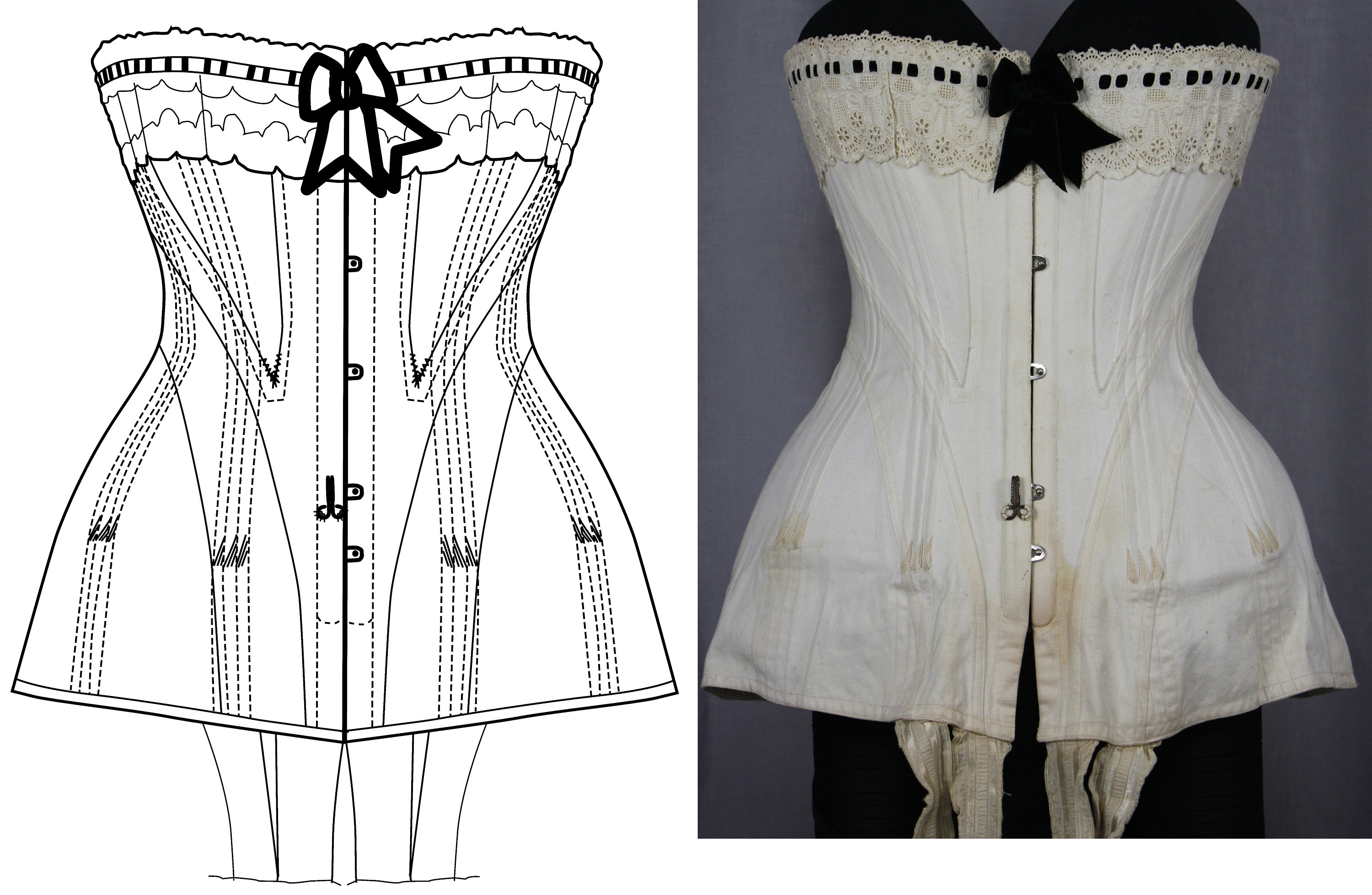 REF W PDF Digital File Antique Edwardian Corset Pattern 19.40