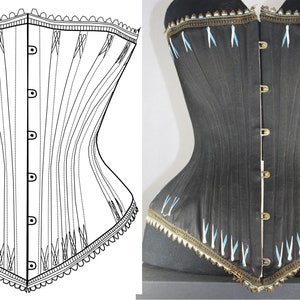 REF KIVAL,  PDF Digital file antique victorian corset pattern 19.40 inches waist size antique and pictures