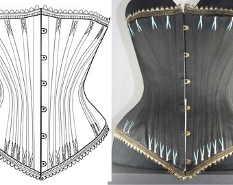 REF KIVAL,  PDF Digital file antique victorian corset pattern 19.40 inches waist size antique and pictures