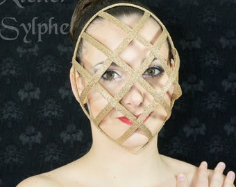 One gold mask crinoline grid for fantasy party unique woman size