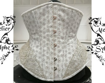 Underbust Corset 24 inches waist size fantasy light blue fabric with snowflake design fully boned