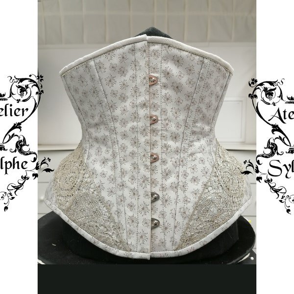 Corset serre taille 60cm de tour de taille tissu bleu clair avec motif flocon de neige