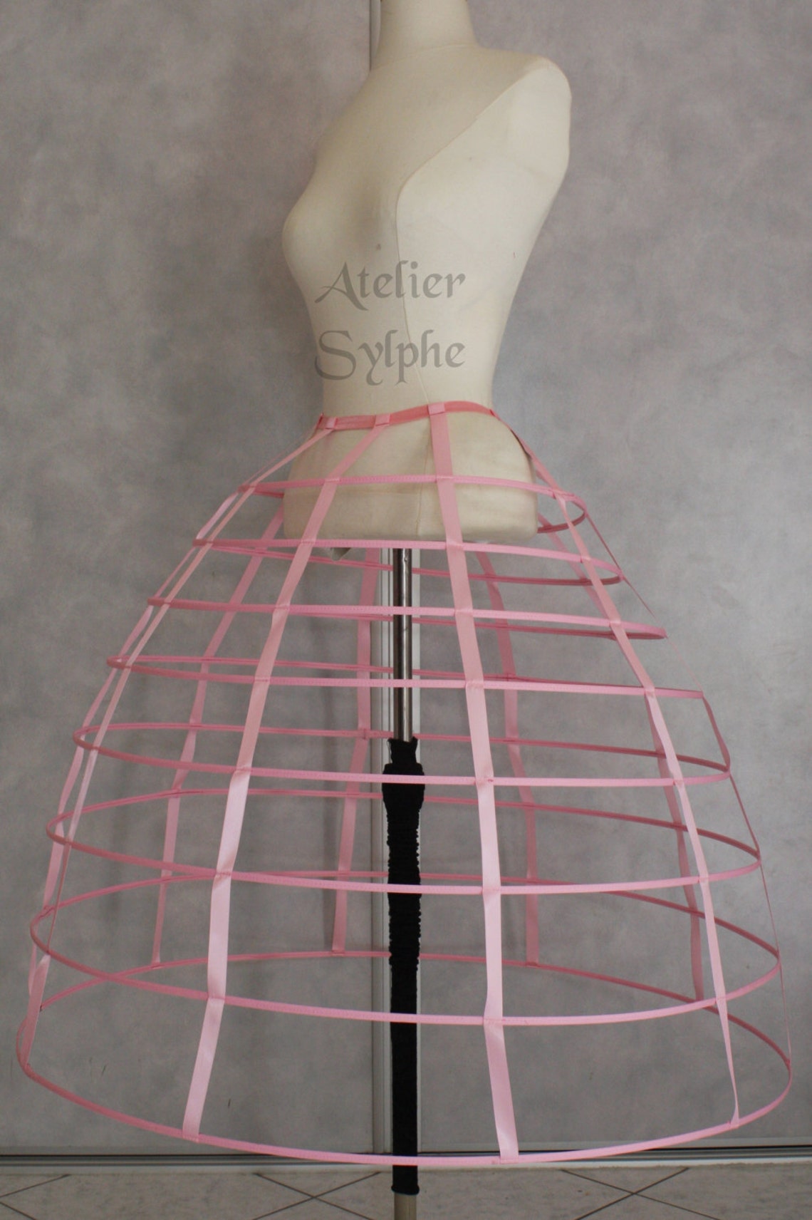 Pink color hoop cage skirt pannier 8 rows plastic boned Etsy