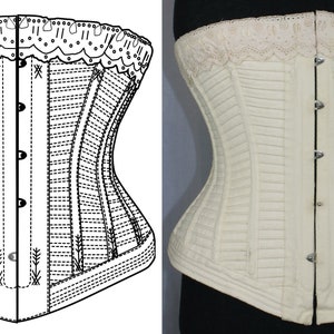 REF LIPSI PDF Digital file antique corded corset pattern and pictures 28.8 inches waist size