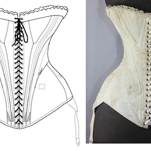 REF AUBIN PDF Digital file antique corset pattern 20.50 inches waist size mid 1800 image 1