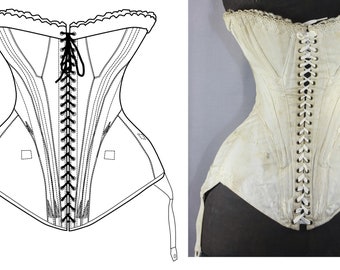 REF AUBIN PDF Digital file antique corset pattern 20.50 inches waist size mid 1800