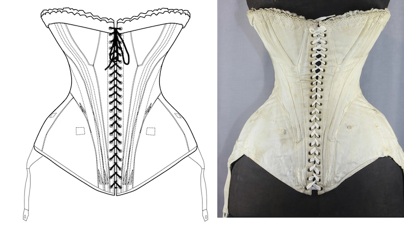 REF AUBIN PDF Digital file antique corset pattern 20.50 inches waist size mid 1800 image 1