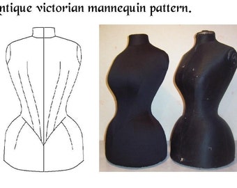 REF VIC PDF Digitale Datei handgezeichnetes Schnittmuster von antiken viktorianischen Schaufensterpuppe für Schaufensterpuppe 62,50 cm Taillenumfang