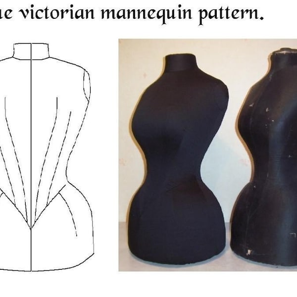 REF VIC PDF Digital file hand drafted pattern from antique Victorian mannequin for display dummy 22.50 inches waist size