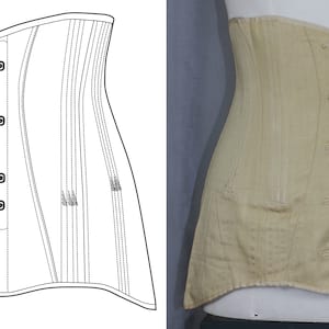 REF GEANE,  PDF Digital file antique girdle corset pattern 34,8 inches waist size