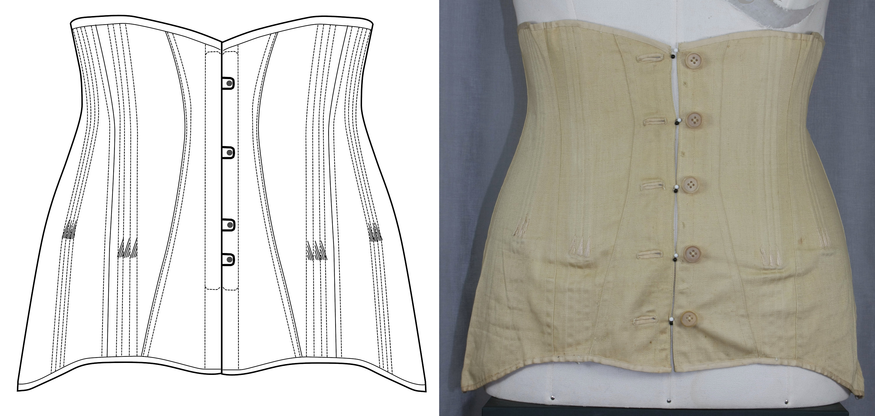 REF GEANE, PDF Digital File Antique Girdle Corset Pattern 34,8 Inches Waist  Size 