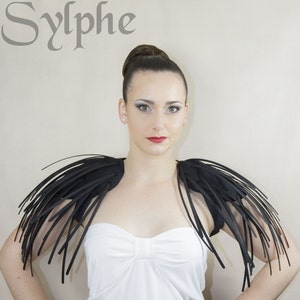 Fantasy black boned crinoline pistils shoulders